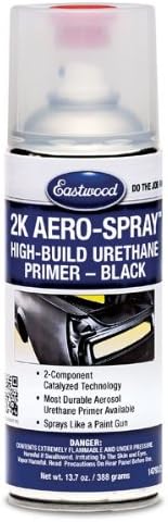 Eastwood 2K Urethane Black Primer | AeroSpray Catalyzed Technology | High Build Durable Aerosol | Works on Painted or Epoxy Primed Surfaces | Paint Prep | 10-16 Sq Ft Coverage | 13.7 oz