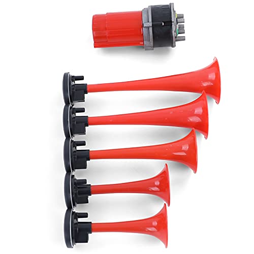 Tenzo-R 5 Klang Bootsfanfare General Lee Melodie Hupe mit Kompressor Rot 118dB 12 Volt