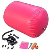 DOBESTS Air Barrel Gymnastics Air Roller Back Handspring Trainer Tumbling Roller Gymnastics Barrel For Kids Dance Backflip Tumbling Back Bend Yoga Trainer, Electric Air Pump Equipped (Pink,23.6In)