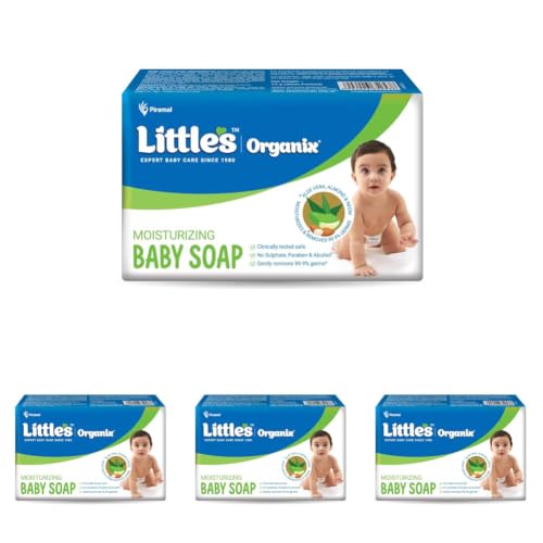 Image of Little's Organix Gentle Moisturizing Baby Soap 75g x Pack of 20 | With AloeVera & Neem | No Sulfate, Paraben & Alcohol | Clinically Tested Safe | Hypoallergenic | Removes 99.9% Germs
