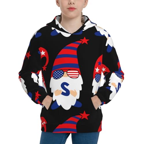 4th of July Gnomes Kid Hoodies Boys Sweatshirts Girls Pullover with Pocket