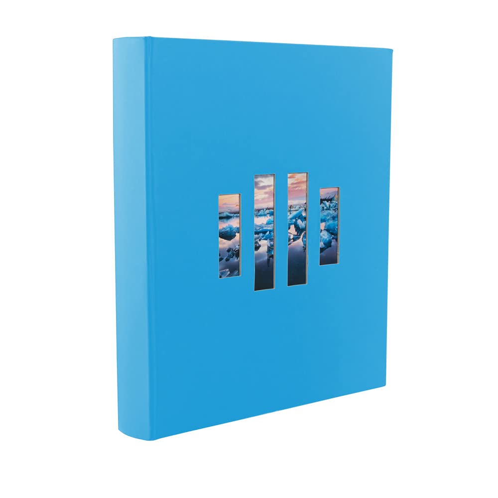 Exacompta - Ref 16071E - MILANO Photo Album Book (60 Pages) -29 x 32cmin Size, Holds 300 Photos, 250gsm Black Card Pages, FSC-Certified - Blue Textile Cover