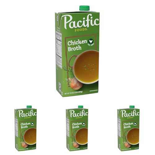 Pacific Foods Free Range Chicken Broth, 32 oz Carton (Pack of 4)