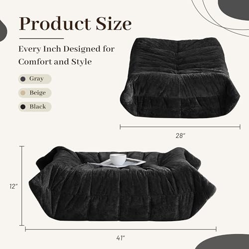 Image of HABUTWAY Bean Bag Ottoman,Memory Foam Foot Rest,Ottoman,Black