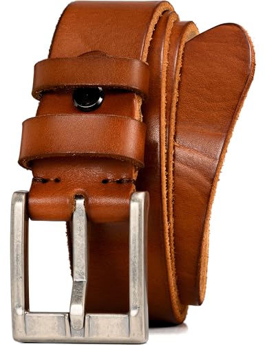 WOLFANT Full Grain Leather Casual Work Belts for Men,100% Italian Real Solid Leather