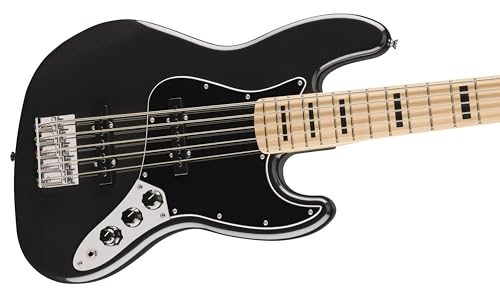 Affinity Series Active Jazz Bass V, diapasón de arce, golpeador negro, negro metálico
