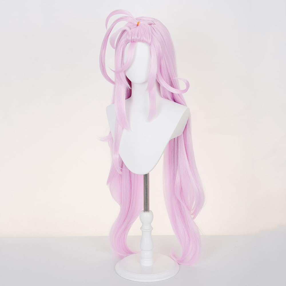 Light Pink Cosplay Wig Game Costume Wig Long Straight Hair Synthetic Hairpiece for Halloween Roleplay