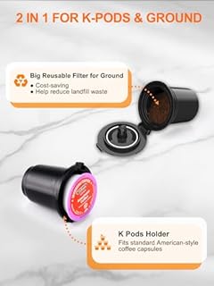 Karosie Single Serve Coffee Maker for K-Cup and Ground Coffee, Fast Brew, 6-12 oz Brew Sizes One Cup Coffee Machine Fits 5.5" Mugs, One-Button Small Coffee Maker with Descaling Reminder,Black