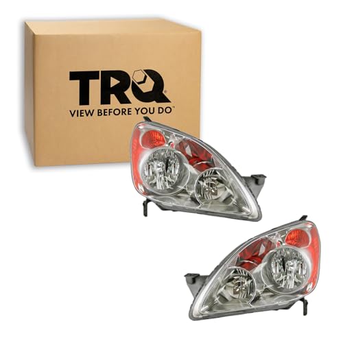 Image of TRQ Headlight Assembly Set HO2518112 HO2519113 Compatible with 2005-2006 Honda CR-V
