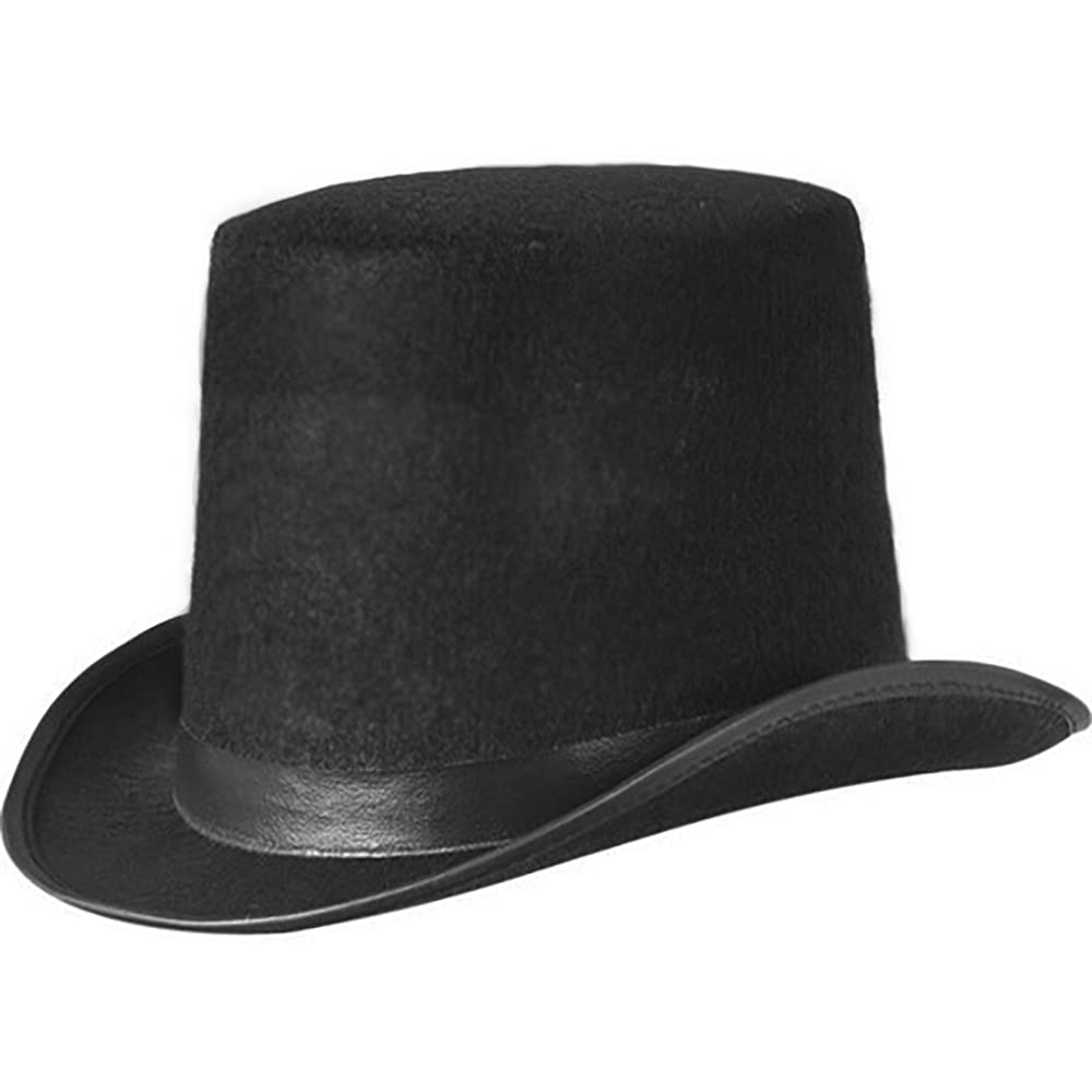 JJMS Brand Fantastic Black Top Hat Hard Felt top Hat Delivered By Amazon.