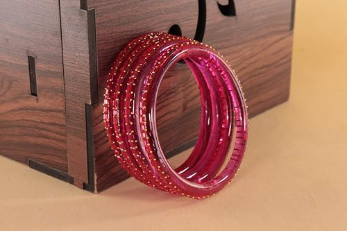 Image of NMII Glass Golden Zircon Stone & Kundan Beads Kada Set For Women & Girls | Fancy Design Kada Bangles | Traditional Look Kangan | Glass Bangles For Women Wedding, Party, Function, Daily use