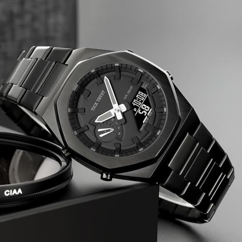 Image of Dual-Display Analog-Digital Watch, Zink Alloy Case Men's Watch,Stainless Steel Band, Luminous 30M Water-Resistant Fashion Sports Watches for Men - TT-D1
