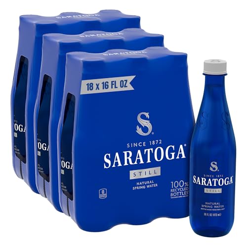 Image of Saratoga Spring Water Bottles, 18 Pack - Still Bottled Water - Recycled PET Plastic Bottles - 16 Fl Oz