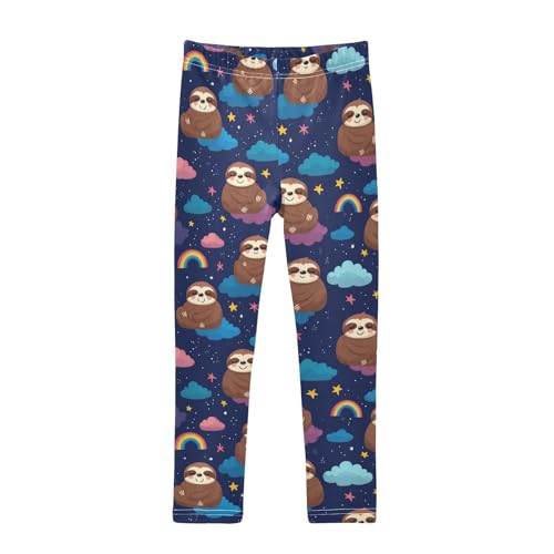 Girls Leggings Rainbow Sloth Cloud Star Kids Length Leggings Pants Athletic Yoga Pants Toddler Tights Trousers 4T