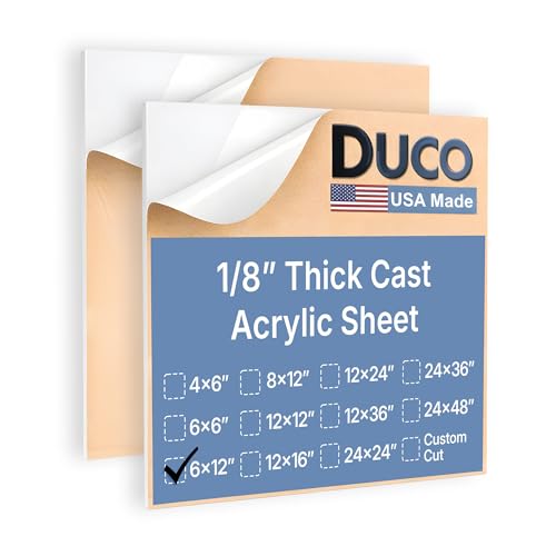 Image of Duco White Cast Acrylic Sheets 1 /8 inch (3mm) Thick 6 inch x 12 inch - 2 Pack of USA-Made Translucent White Plexiglass Sheet - Shatter Resistant Acrylic Board for Signs, Displays, Frames, & Decorative Projects