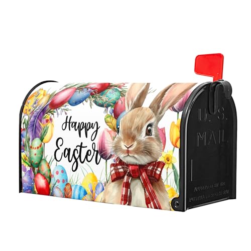 Image of Easter Mailbox Covers Magnetic Standard Size 18 X 21 Inch Egg Bunny Floral Magnetic Mailbox Covers Spring Easter Mailbox Wraps Post Box Cover Decoration Outdoor Garden Home Yard Outside