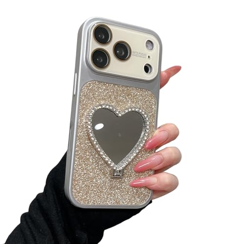 RuimoTuiko �O���b�^�[�L���L���܂肽���݃n�[�g�^�~���[�X�^���h�t���X�}�z�P�[�X for iPhone16pro�p �A�N�����f�� �S��͕ی� 7�F �� ���킢�� �ϏՌ� �J�����ی� �؍� �l�C ���� �X�^���h�@�\ �X�g���b�v�z�[���t�� ��������
