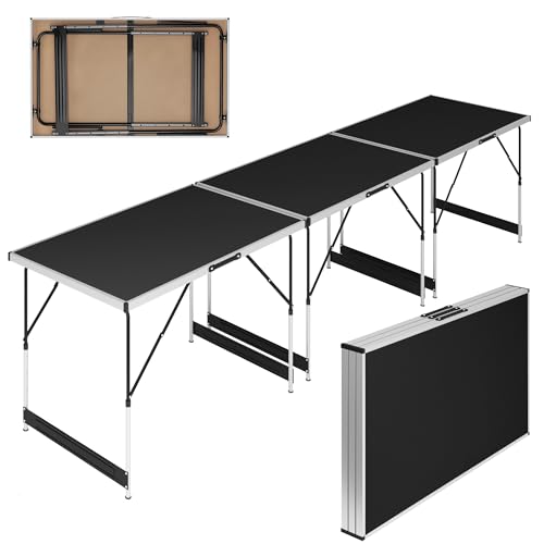 MIADOMODO® Klapptisch - 3er Set, 100x60 cm, Höhenverstellbar, Klappbar, Tragbar, Stabil, Leicht, Aluminium - Multifunktionstisch, Campingtisch, Tapeziertisch, Mehrzwecktisch, Küche, Tersasse, Picknik