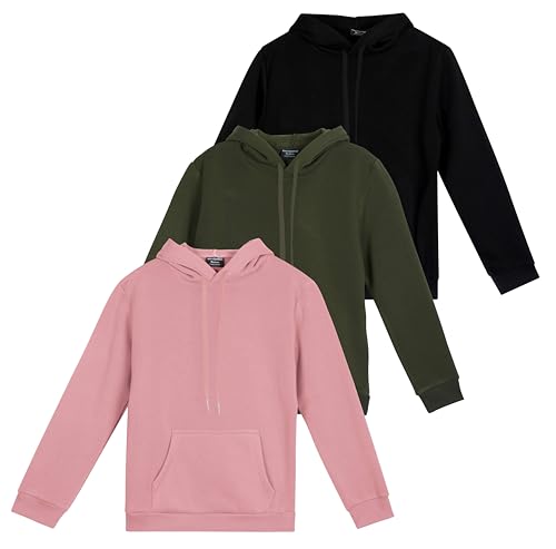 Real Essentials 3 Pack: Women's Fleece Long-Sleeve Pullover Hoodi...