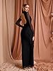 Women's Long Sleeve Bodycon Maxi Dress Mesh Tie Se... #1