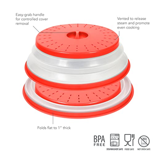 Tovolo 47011-402 Large Collapsible Microwave, Lid For Reheating Food, Meal Prep Gadget, No Mess Folding Plate Cover Kitchen Tool, Candy Apple Red #TOP1