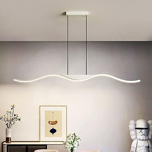 Lustre linéaire ondulé LED blanc dimmable avec diffuseur acrylique premium - 4