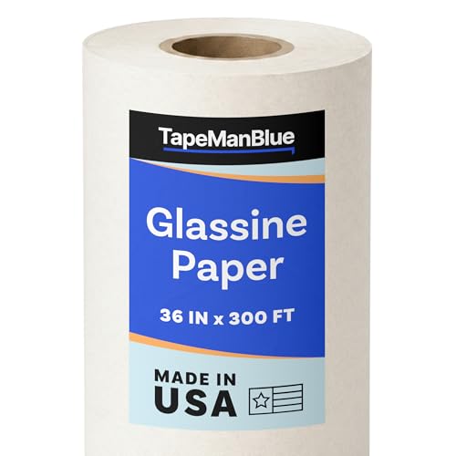Glassine Paper Roll 36 inch x 300 ft (100 yds) Made in USA Archival Acid Free Paper for Storage Artwork Protection Baking Food Packaging and Wrapping 25 lb Glassine Roll White