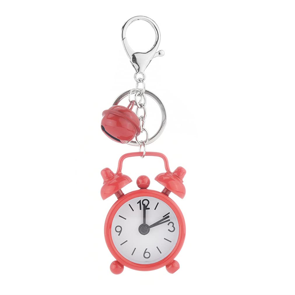 KUPOOL Alarm Clock Keychain Nordic Style Mini Alarm Clock Key Chain Red Clock Key Ring Couple Key Ring Cute Alloy Alarm Clock Pendant Suitable for Keys to Prevent Loss, Red, F