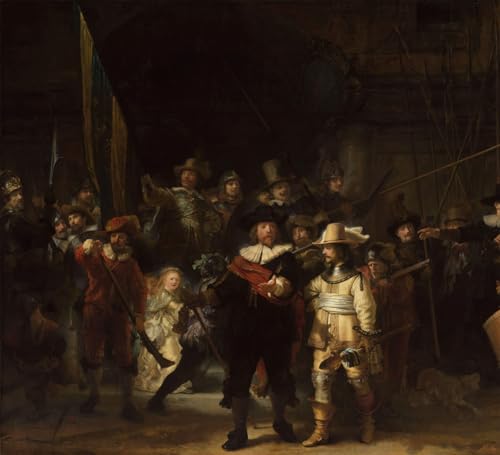 Classique La Ronde de Nuit de Rembrandt Toile Murale Contre les Murs Vides