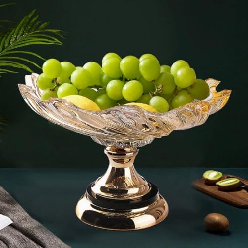 JUNYFFF Frutero Cesta De Frutas De Vidrio De Diseño Elegante Tazones De Frutas con Basesúper Duraderos De Tamaño Verduras Y Frutas Frescas, 33.2Cm