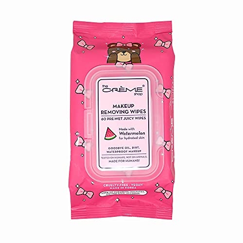The Crème Shop Makeup Removing Wipes Made with Watermelon for Hydrated Skin (60 Pre-Wet Juicy Wipes)
