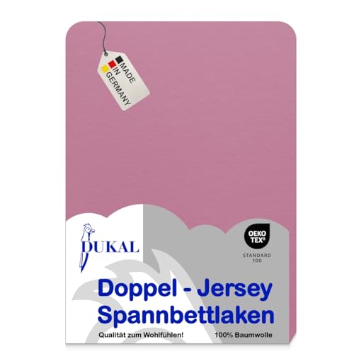Dukal | Spannbettlaken | 90x200 – 100x200 cm | aus hochwertigem DOPPEL-Jersey | 100% Baumwolle | Farbe: altrosa