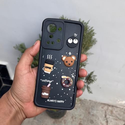 Image of Pikkme Back Cover for OnePlus Nord 2T 5G | Cute Fun Cartoon 3D Bear Silicone Full Body Protection Bumper Cover (Black) | Cute