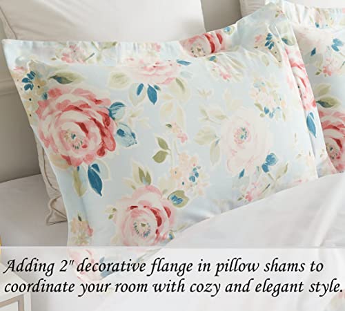 Dauaoto Duvet Cover Twin Size Set, Cotton Bedding Floral Pattern, Teens Girls Duvet Cover 68"X86" + 1 Sham, Rose Flower Garden #TOP2