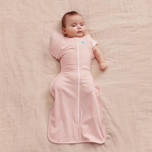 Image of Love to Dream Swaddle Up Transition Bag, 1.0 TOG, 13-19 lbs, Stage 2, Zip-Off Wings, Gently Help Baby Transition from Being Swaddled to Arms Free When Showing Signs of Rolling, Powder Pink Twinkle