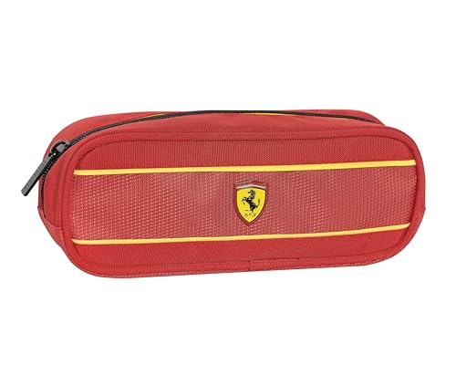 FERRARI KIDS - Astuccio Scuola Ufficiale Ferrari, Astuccio Rettangolare per Bambini e Ragazzi, Ideale per Riporre la Cancelleria, con Pratica Chiusura a Zip, 22x8Hx7 cm, Rosso Rudy