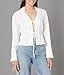 [BLANKNYC] Womens Luxury Clothing Lace Up Bell Sleeve Shirt, Comfortable & Stylish, Skim Milk, Small
