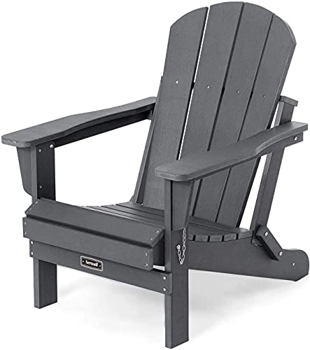 Image of RS Enterprises Chair Patio Chairs Lawn Chair Outdoor Chairs Painted Adirondack Chair Weather Resistant- Wooden (4, Grey)
