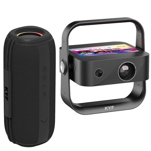 Vidéoprojecteur Ultra HD 4K 8000 Lumens, Tablette Android 12 7 Pouces, Enceinte Bluetooth 60W, Système Audio Stéréo, Écran jusqu'à 250 Pouces, Wi-FI 6, Noir