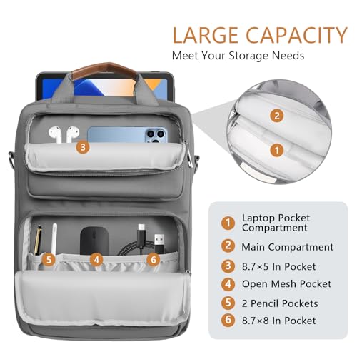 Image of 13.3-14 Inch Laptop Sleeve Bag, Laptop Bag for 14'' MacBook Pro M4 2024,14'' MacBook Pro M3&M2&M1 2023 /2021, 13.6 /13'' New MacBook Air M3 /M2 2024 /2022,Tab S8 Ultra 14.6 inch,with Shoulder Strap(Gray)