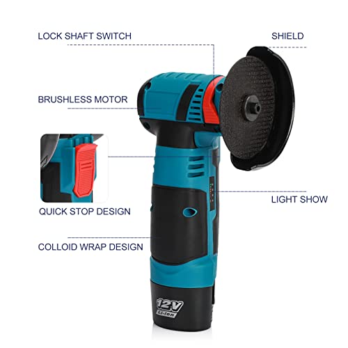 Mini-Winkelschleifer Akku Flex,12 V, 19500 U/min, mit 2 Batterien und 2 Diamanttrennscheiben zum Schleifen und Schneiden. – Bild 4