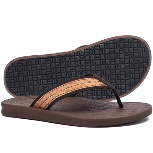 Image of KuaiLu Mens Flip Flops Arch Support Comfortable Summer Beach Thong Sandals Yoga Foam Cushion Slip on Slippers