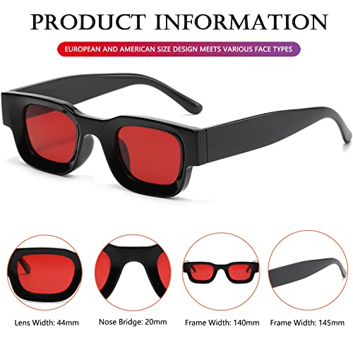 Image of AIEYEZO Modern Thick Rectangle Sunglasses for Women Men 90s Retro Chunky Square Polarized Sun Glasses UV400 Protection
