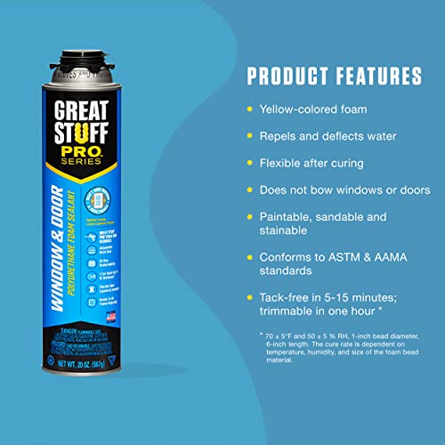 Image of Great Stuff Window & Door Gap Filler | Insulating Foam Sealant, 20 oz. - Yellow (12 Pack)