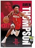 NBA Houston Rockets - Amen Thompson 25 Wall Poster with Push Pins, 34L" x 22.4W", Poster & Push Pin Bundle