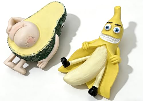 Set de 2 imanes decorativos de resina 3D aguacate y banana