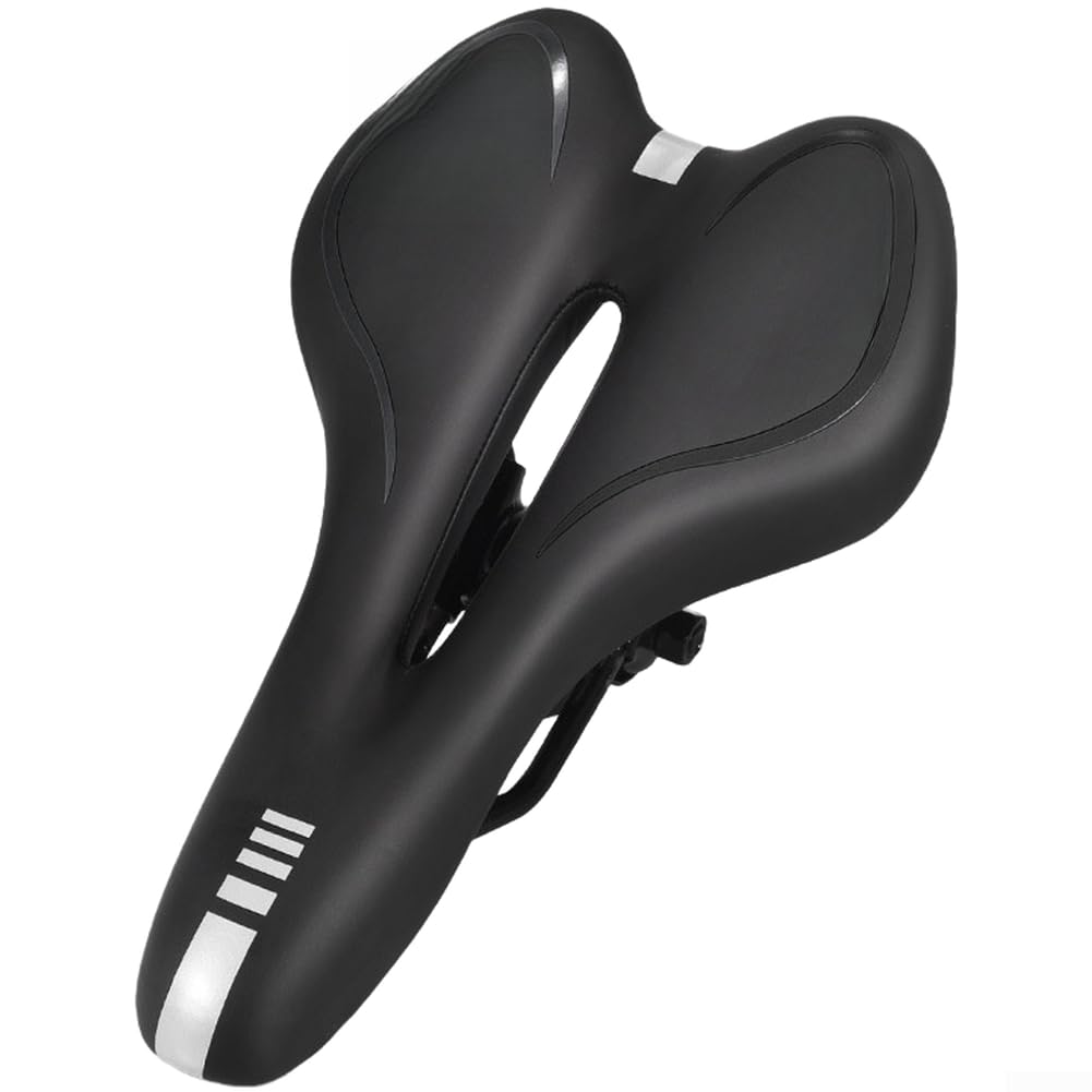 Upgraded Silicone Bike Seat with Shock Absorption - Ergonomic Cushioned Bicycle Saddle for Road & Mountain Bikes - Breathable Design 27x16cm(Black)