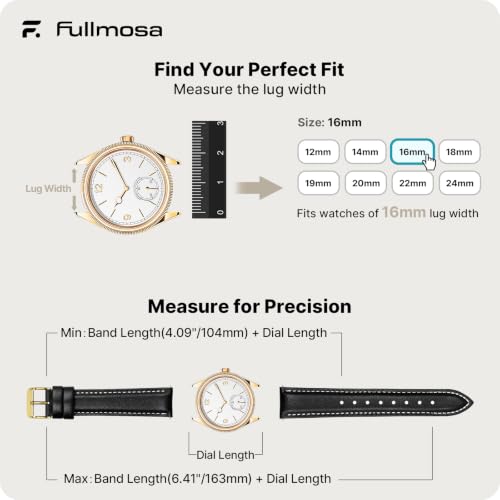 Image of Fullmosa Watch Band, Quick Release Leather Watch Strap Compatible with Samsung Galaxy Garmin for Men Women, Replacement Bands Width 12mm 14mm 16mm 18mm 19mm 20mm 21mm 22mm 24mm