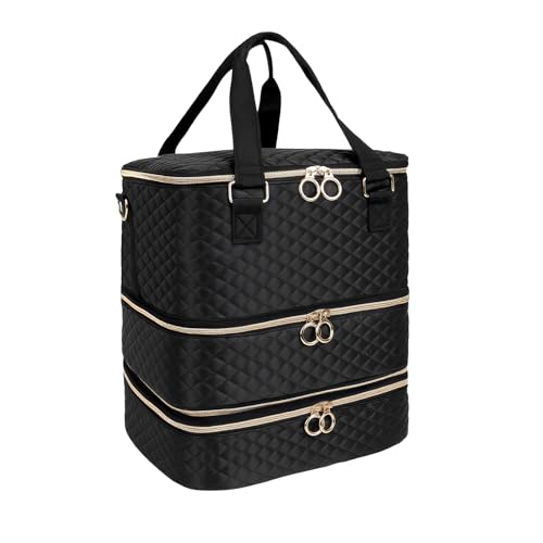 Spalivivre Organisateur pour Vernis à Ongles, 3 Étages, Sac de Rangement pour 84 Flacons, Lampe LED, Noir