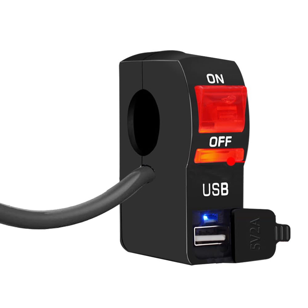 Gebildet 22mm 12V 5A LED interruttore a pulsante on off con caricatore USB 12V 2A per moto